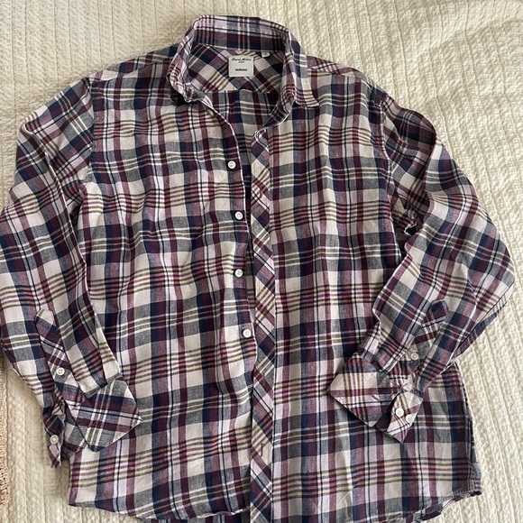 baird mcnutt Other - Baird McNutt Plaid Linen Long Sleeve Button Down Men’s Shirt Size medium